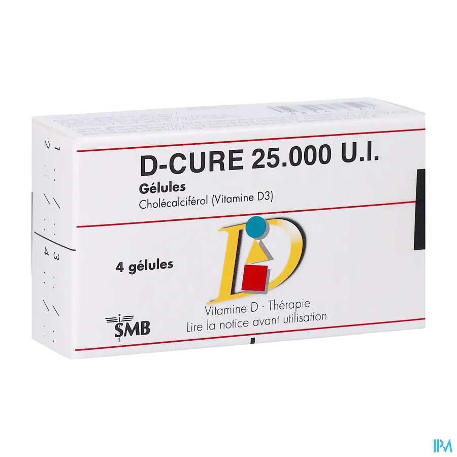 packshot van D-Cure 25000 UI 4 Gelulen