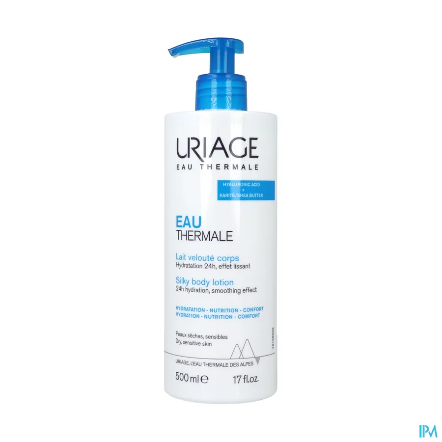 packshot van Uriage Eau Thermale Silky Body Lotion 500 ml
