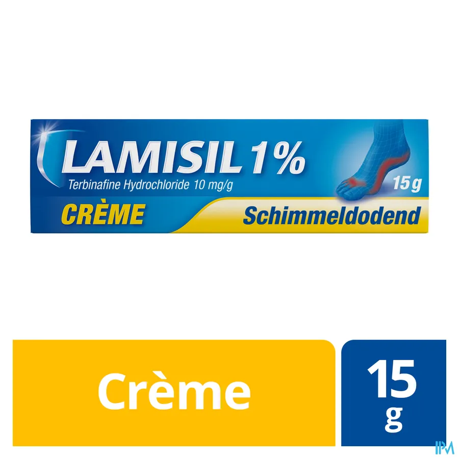 packshot van Lamisil Crème 1% Schimmeldodende Crème Tube 15 g