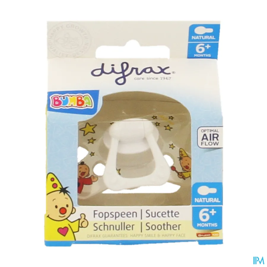 packshot van Difrax Fopspeen Natural 6m+ Bumba