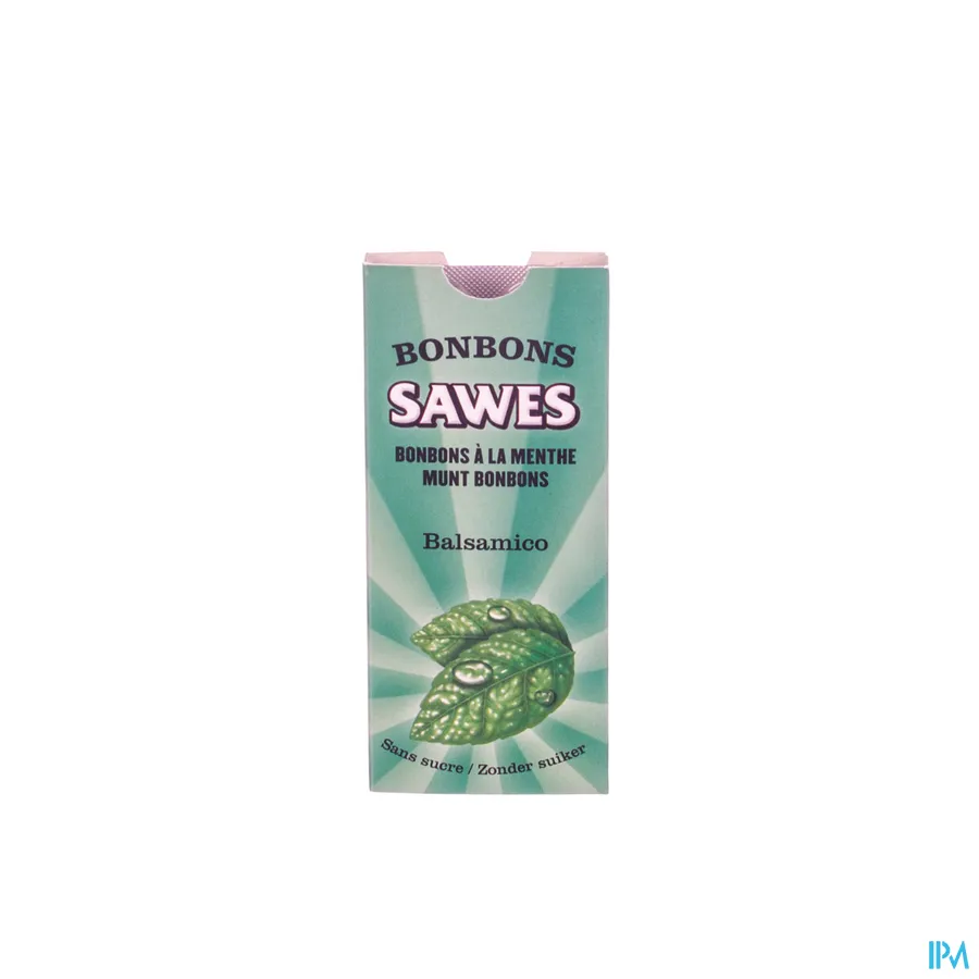 packshot van Sawes Munt Bonbons Balsamico zonder Suiker 10 Stuks