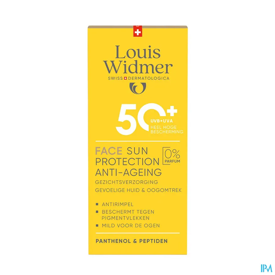 packshot van Widmer Face Sun Protection Anti-ageing 50+ Zonder Parfum 50 ml