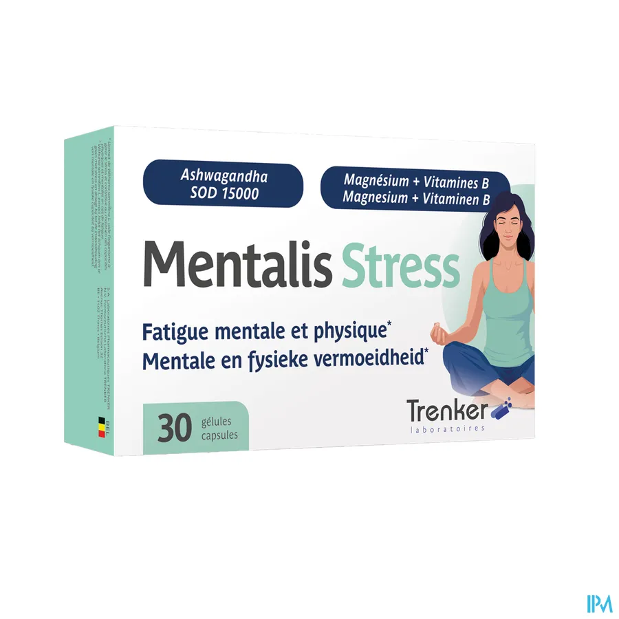 packshot van Mentalis Stress bij Mentale en Fysieke Vermoeidheid 30 Capsules