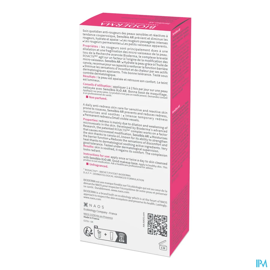 packshot van Bioderma Sensibio AR Creme tegen roodheid 40ml