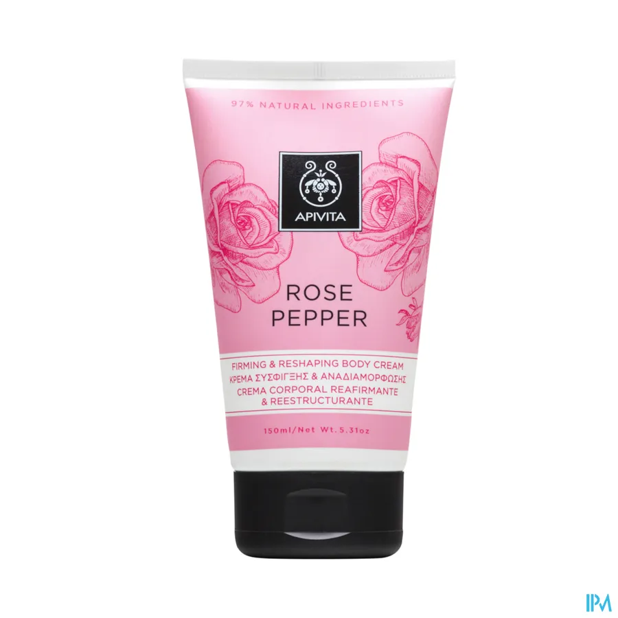 packshot van Apivita Rose Pepper Verstevigende Bodycrème Tube 150 ml