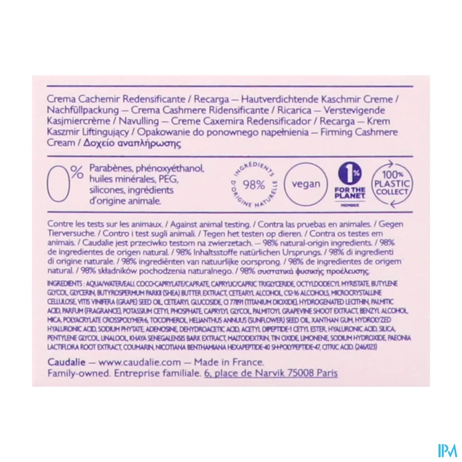 packshot van Caudalie Resveratrol-Lift Verstevigende Kasjmiercrème Navulling 50 ml