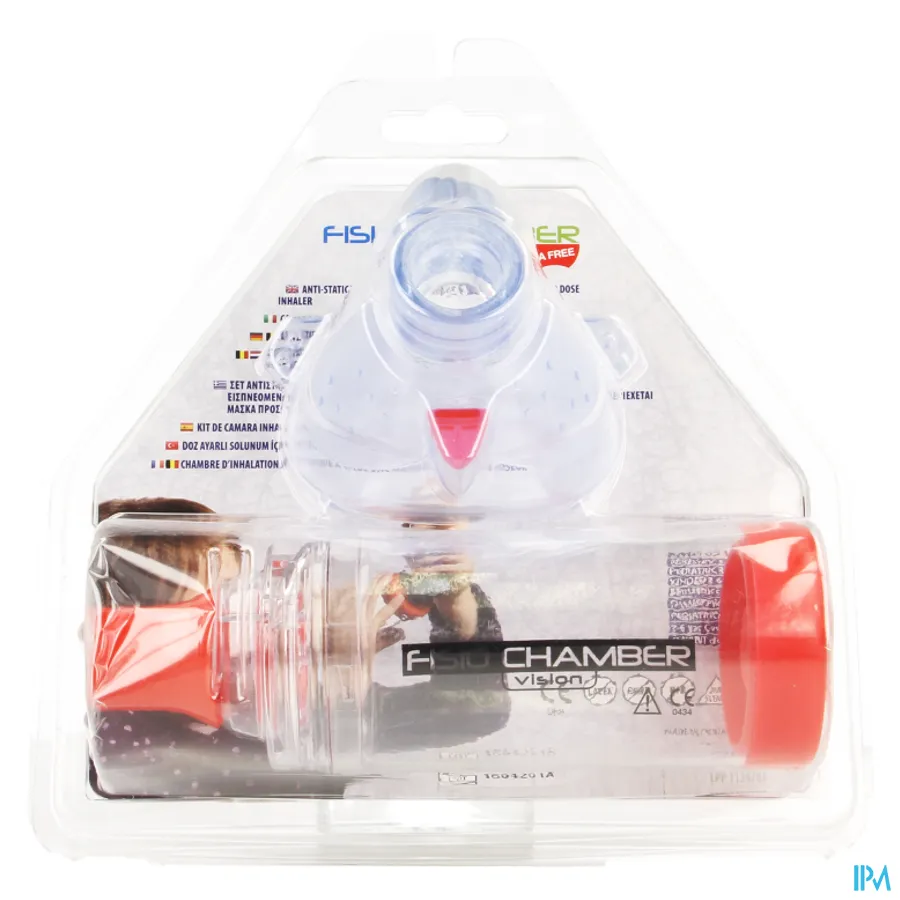 packshot van Fisio Chamber Vision Antistatische Inhalatiekamer met Ventiel en Masker voor Sprayinhalatietoestellen voor Kinderen van 3-6 Jaar