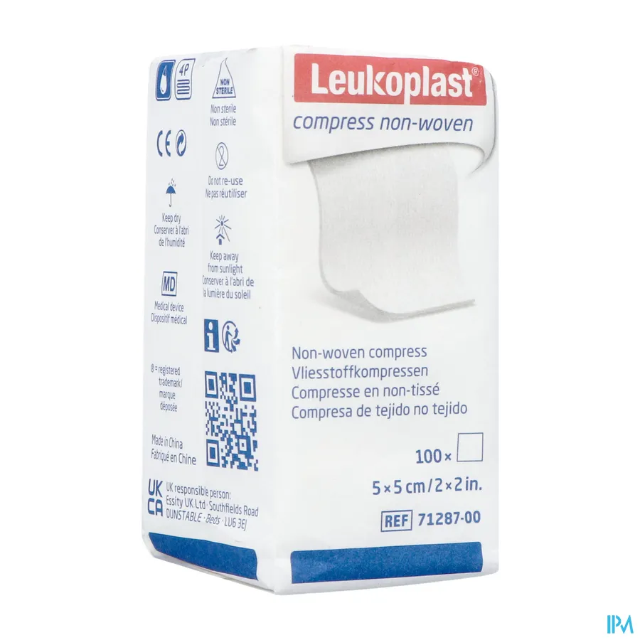packshot van Leukoplast Compress N/woven N/st. 5cmx5cm 100