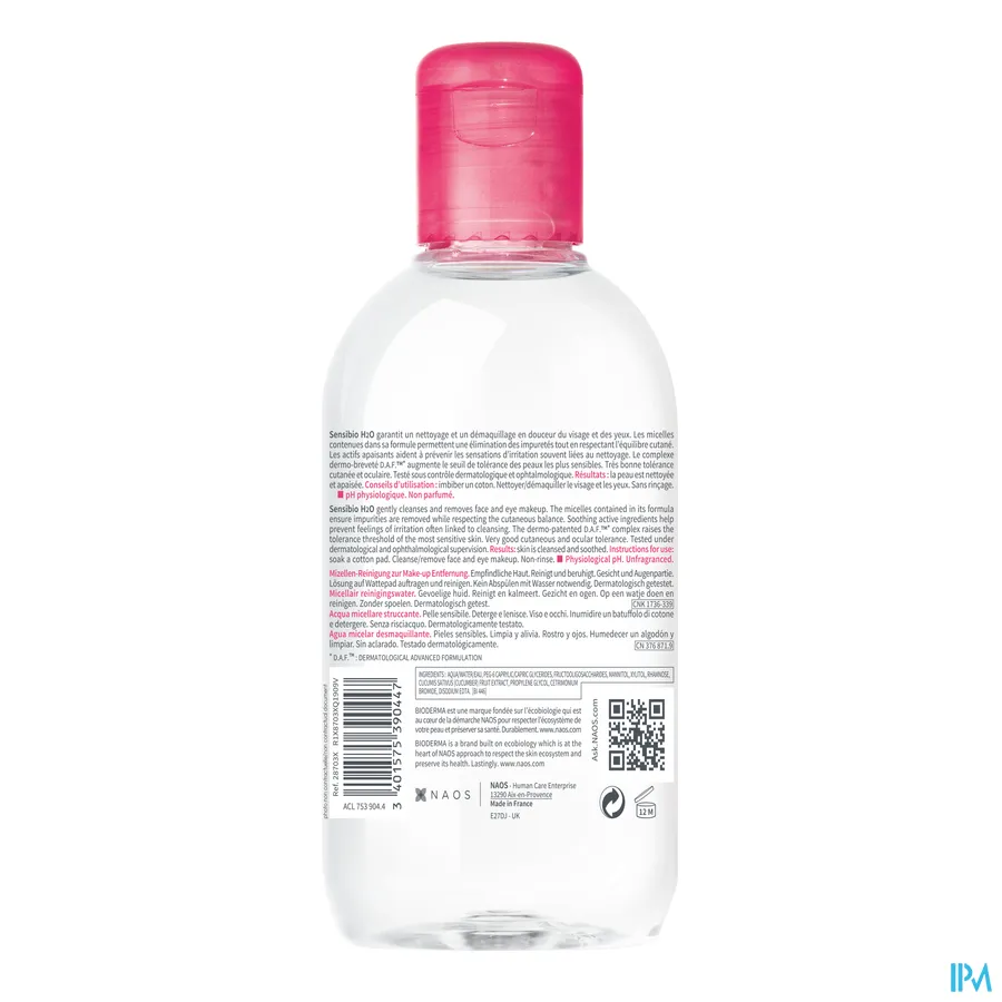 packshot van Bioderma Sensibio H2O Micellaire Oplossing 250 ml