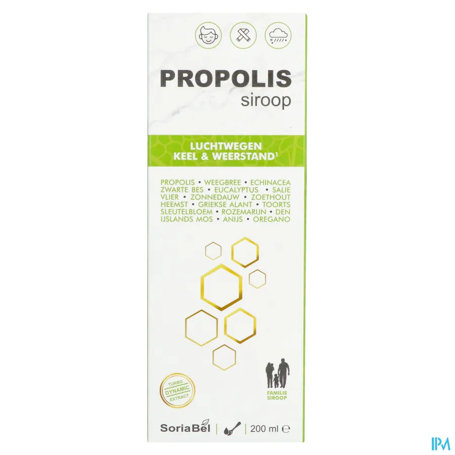 packshot van Soria Propolis Siroop voor Luchtwegen, Keel en Weerstand 200 ml