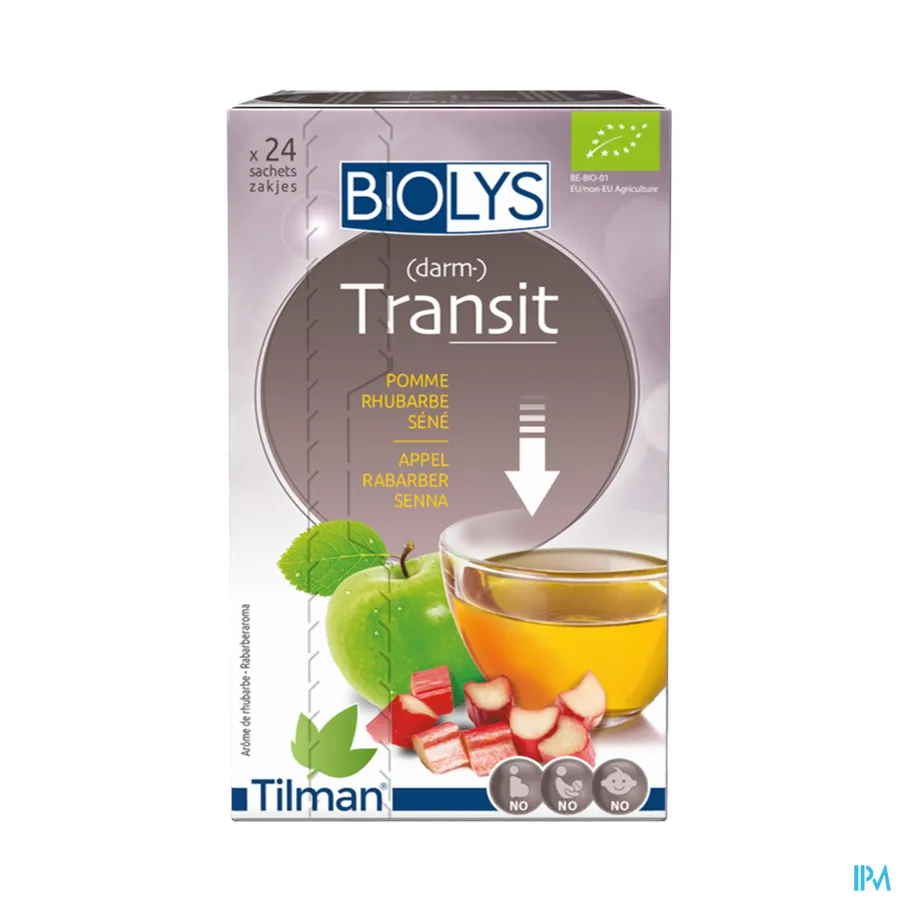 packshot van Tilman Biolys Transit Appel-Rabarber-Senna 24 zakjes