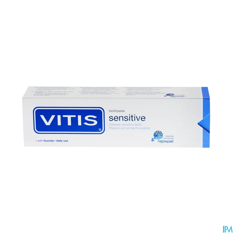 packshot van Vitis Sensitive Tandpasta voor Vermindering van Gevoelige Tanden en Reparatie en Bescherming van Tandglazuur 75 ml
