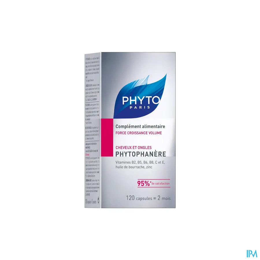 packshot van Phyto Phytophanère Voedingssupplement voor Kracht, Groei en Volume van Haar en Nagels 120 Capsules