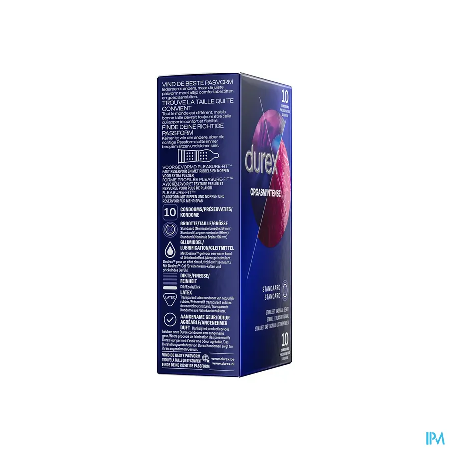 packshot van Durex Orgasm'Intense met Stimulerende Gel en Textuur voor Haar 10 Condooms