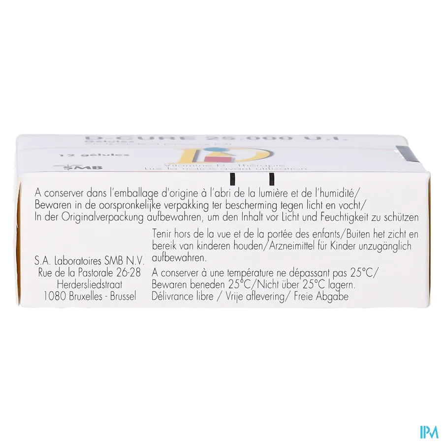 packshot van D Cure 25000 IE 12 Gelulen