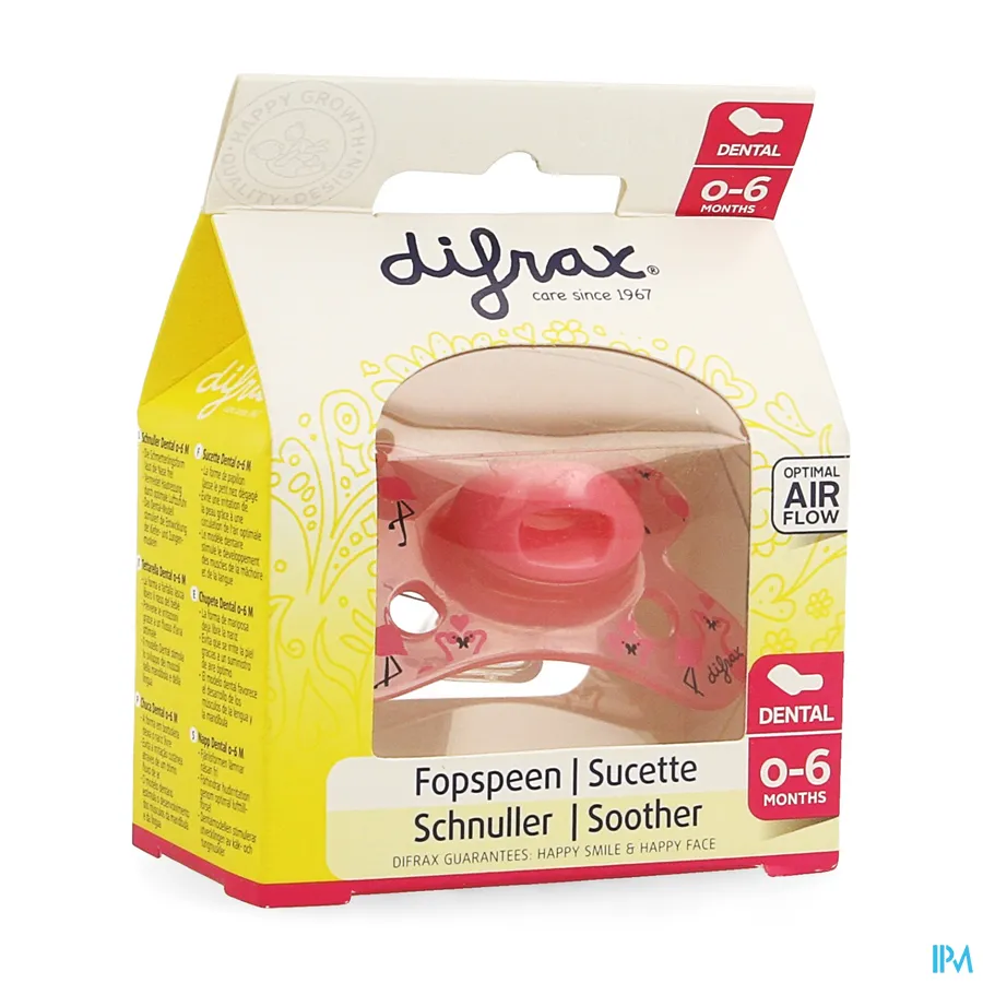 packshot van Difrax Fopspeen Sil Mini-Dental Girl 0-6m