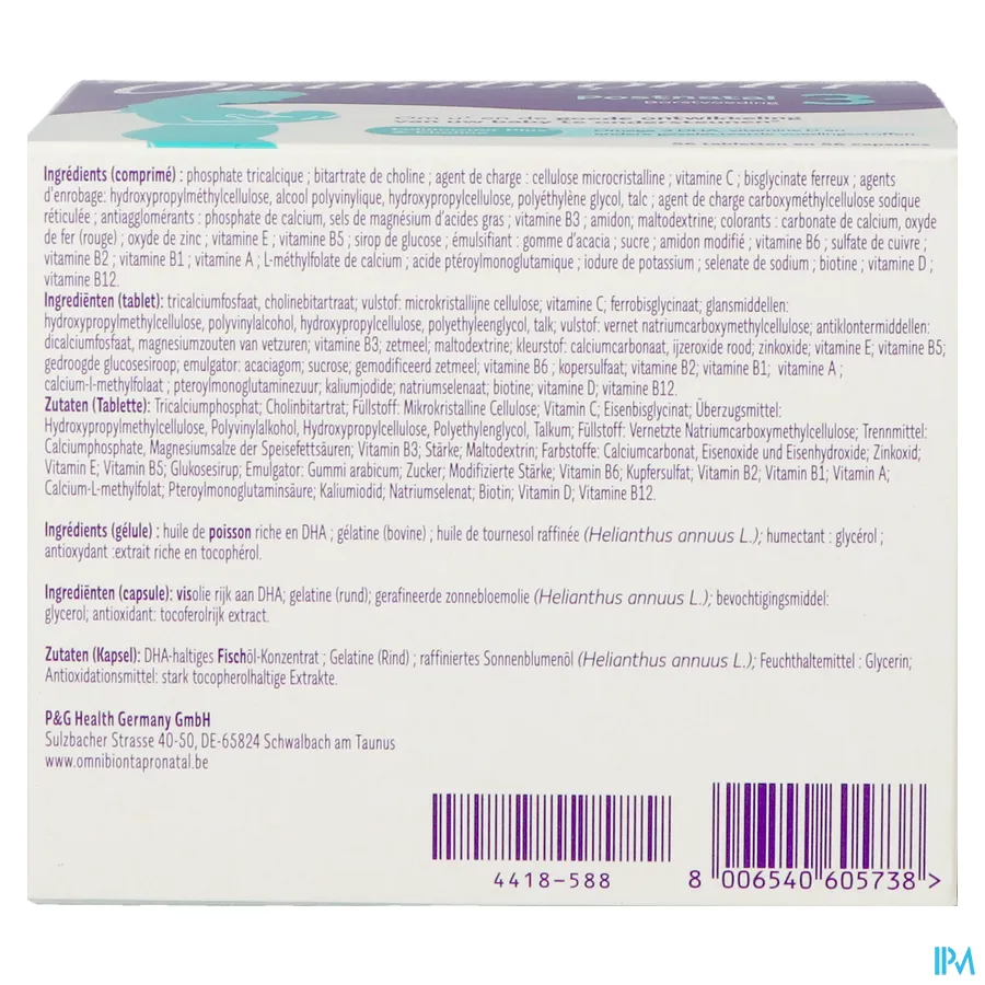 packshot van Omnibionta Postnatal 3 Borstvoeding 8 weken 56 tabletten + 56 capsules