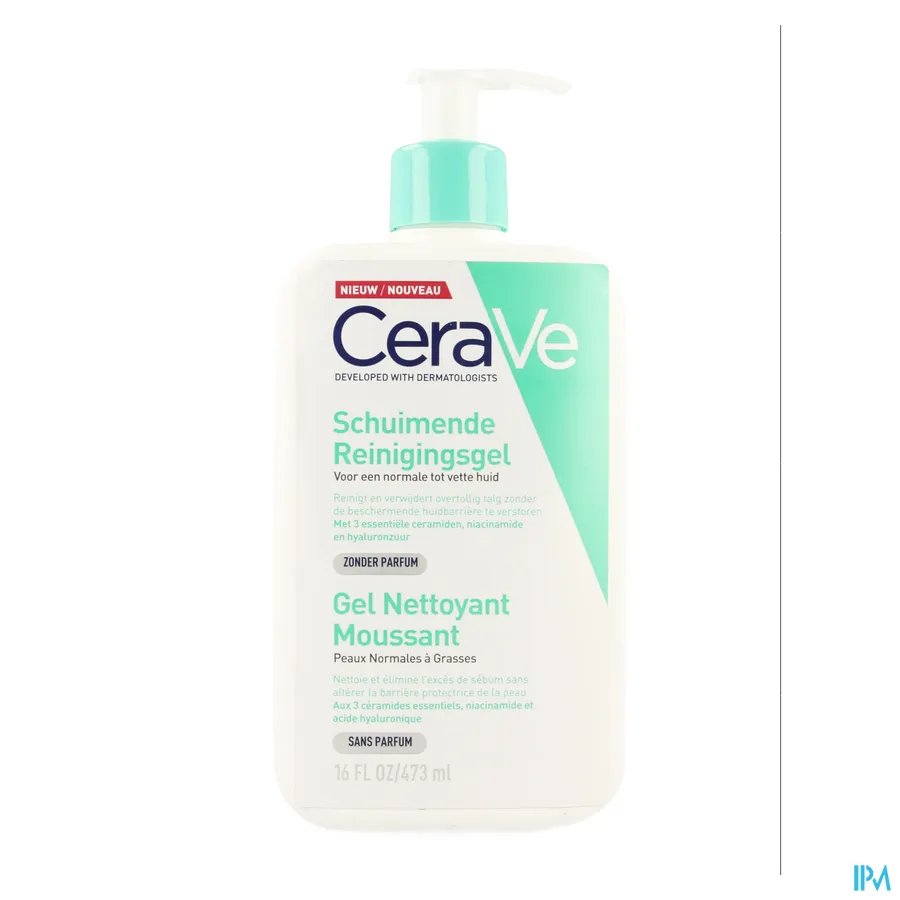 packshot van CeraVe Schuimende Reinigingsgel voor Vette Huid Pompflacon 473 ml