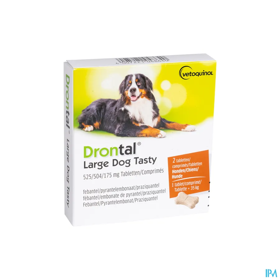 packshot van Drontal Large Dog Tasty 2 tabletten
