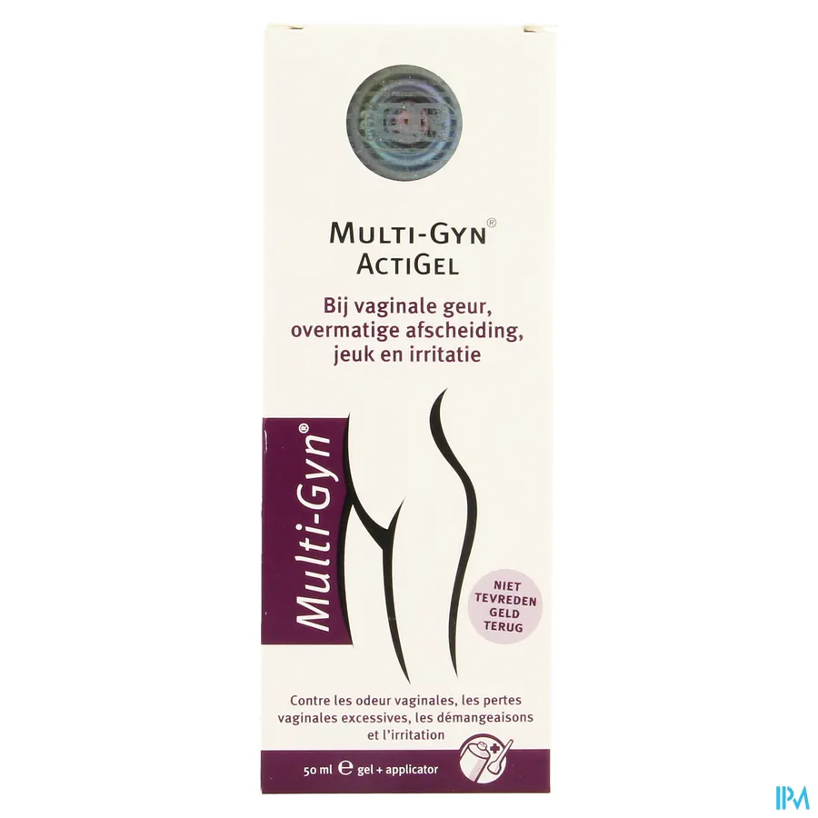 packshot van Multi-Gyn Actigel bij Vaginale Geur, Overmatige Afscheiding, Jeuk en Irritatie Gel 50 ml + Applicator