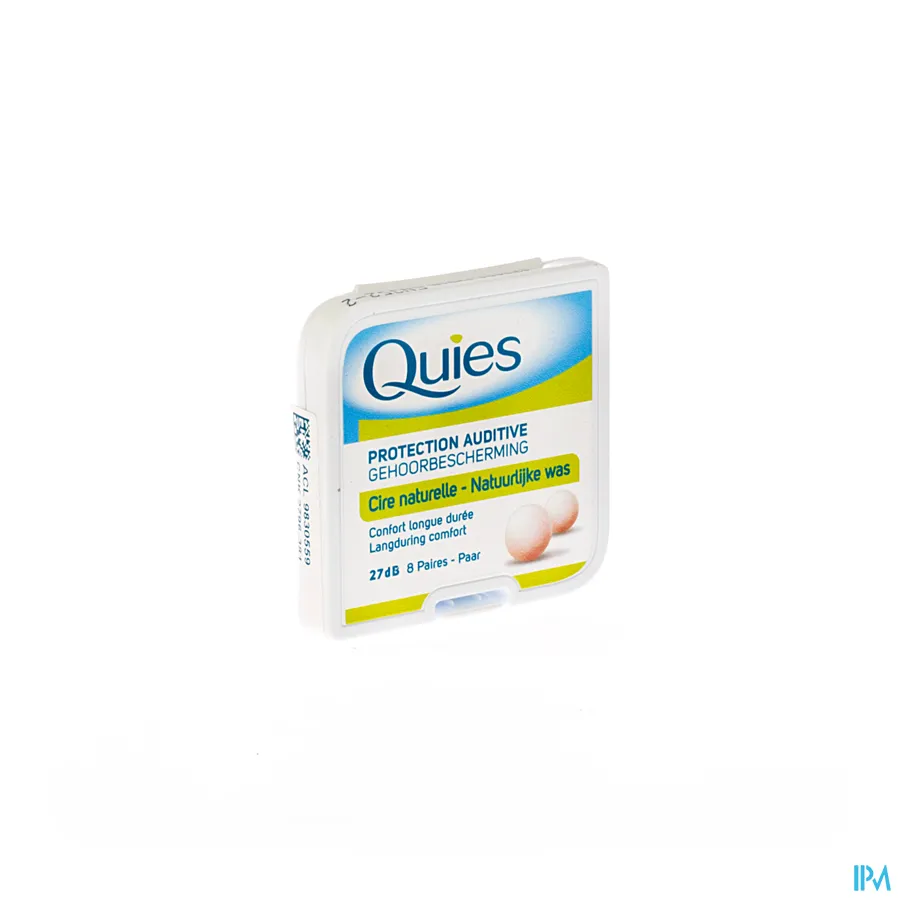 packshot van Quies Gehoorbescherming uit Natuurlijke Was 27 dB 8 Paar