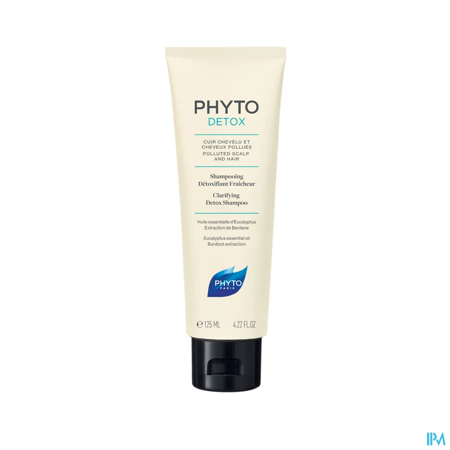 packshot van Phyto Detox Pre-Shampoo Zuiverend Masker voor Vervuild Haar en Hoofdhuid met Etherische Eucalyptusolie, Ghassoul en Grote Klis Extract Tube 125 ml