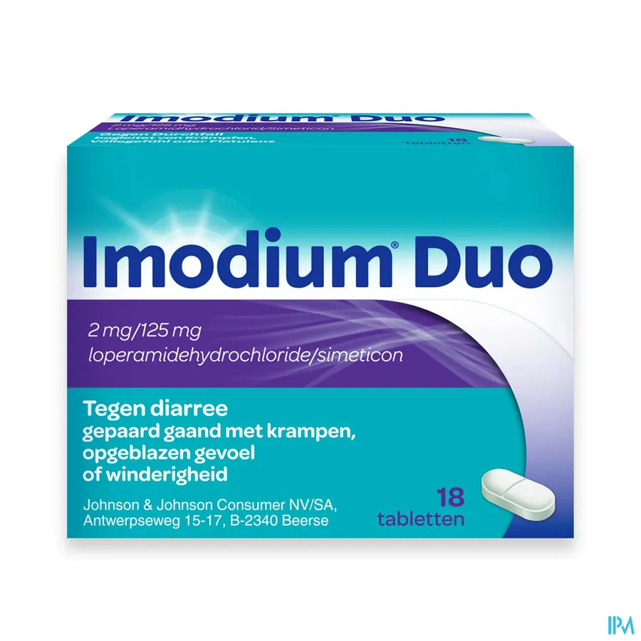 packshot van Imodium Duo 18 tabletten