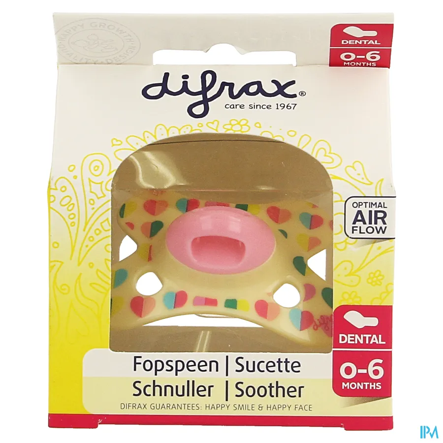 packshot van Difrax Fopspeen Sil Mini-Dental Girl 0-6m