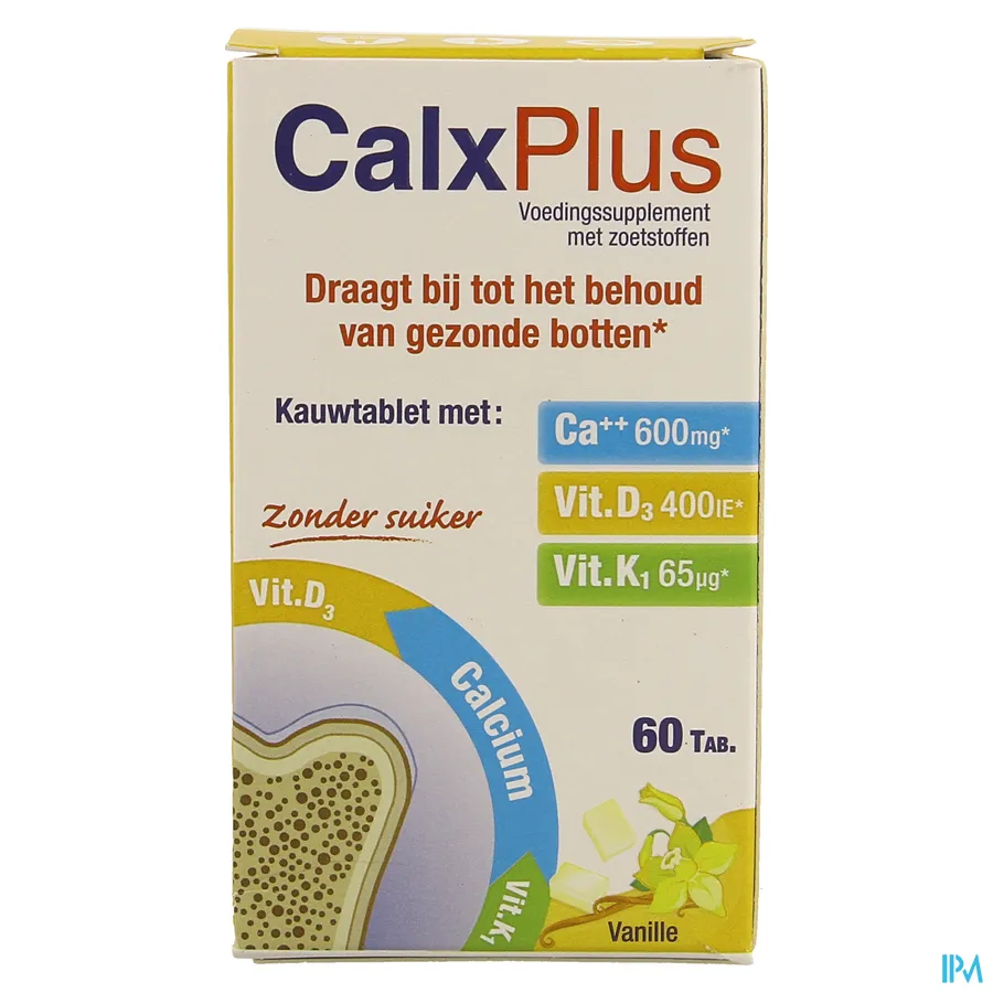 packshot van Calx Plus Vanille 60 Kauwtabletten