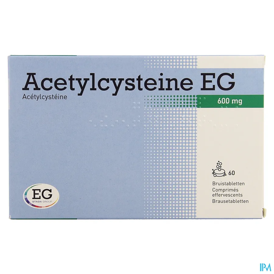 packshot van Acetylcysteïne EG 600 mg 60 Bruistabletten