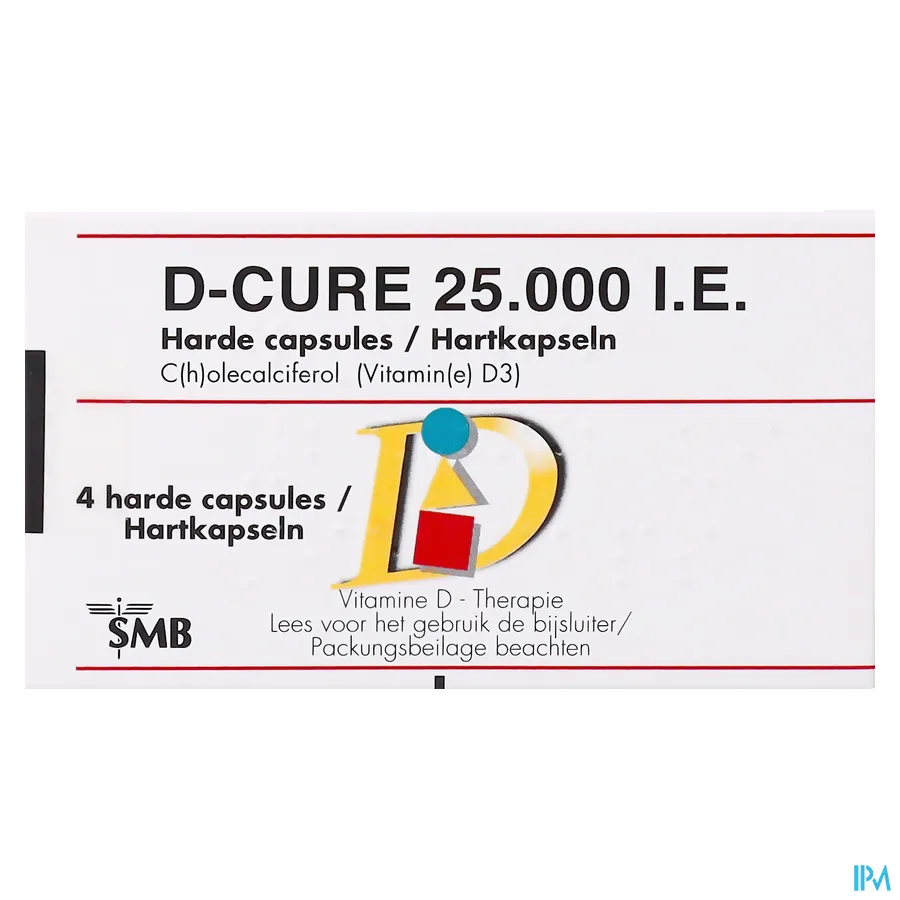 packshot van D-Cure 25000 UI 4 Gelulen