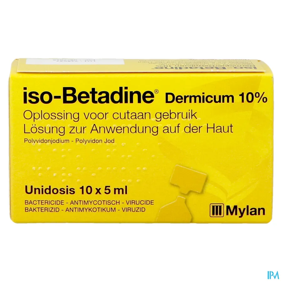packshot van Iso-Betadine Unidose 10 x 5ml unidosis