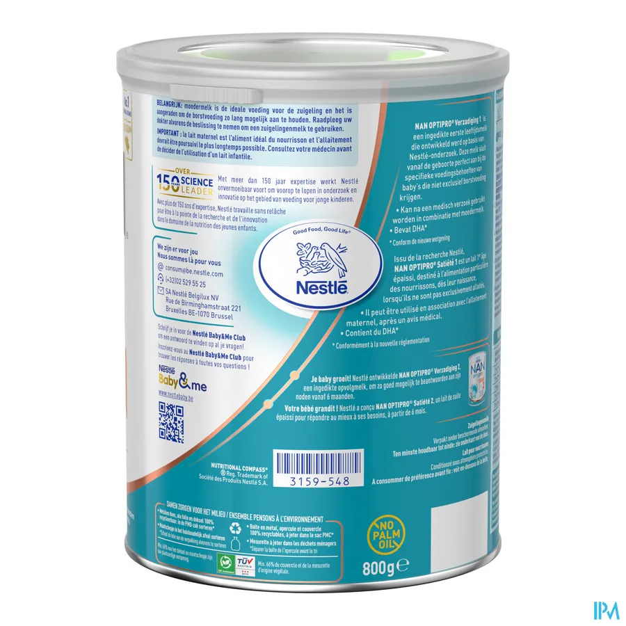 packshot van Nan Verzadiging 1 van 0-6 maanden Pot 800 g