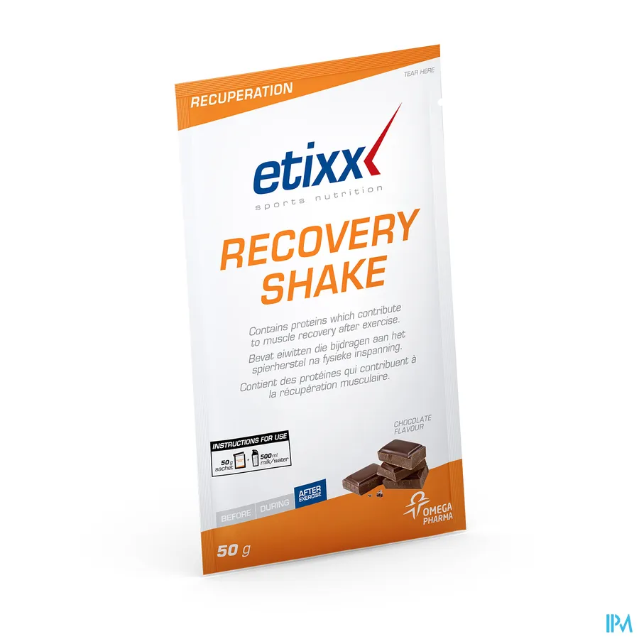 packshot van Etixx Recovery Shake Chocolade 1x50g