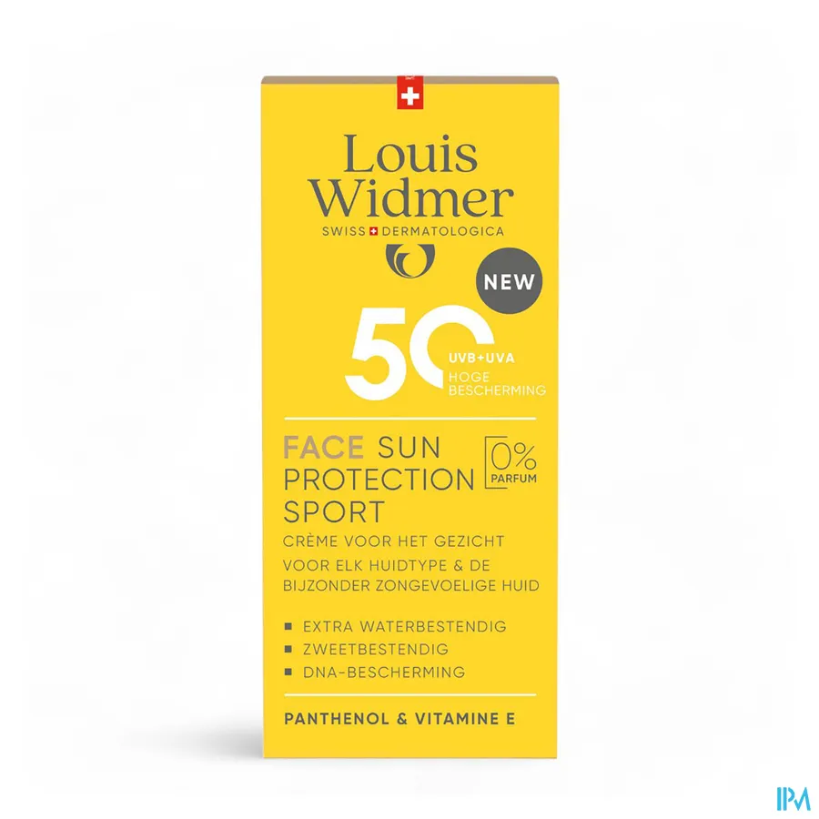 packshot van Widmer Face Sun Protection Sport 50 Zonder Parfum 50 ml