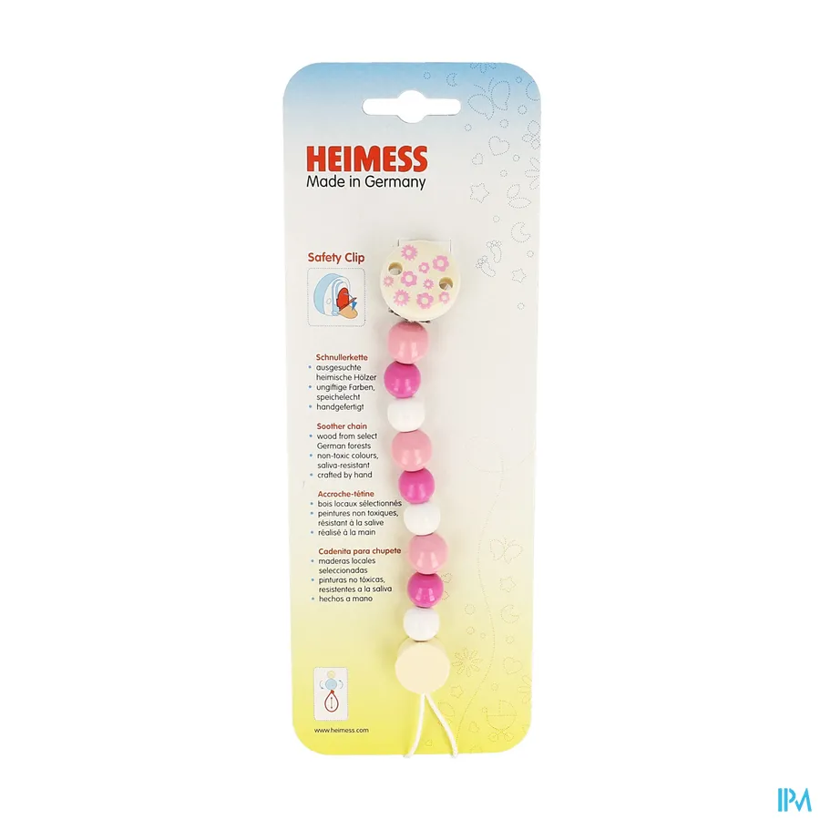 packshot van Heimess Fopspeenketting Hout Roos