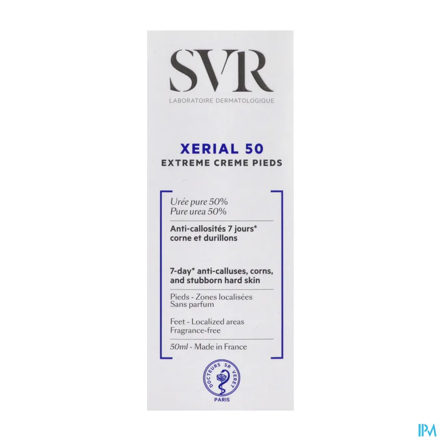 packshot van SVR Xérial 50 Extrême Voetcrème met 50% Ureum voor Eeltplekken, Verhardingen en Ruwheden 50 ml