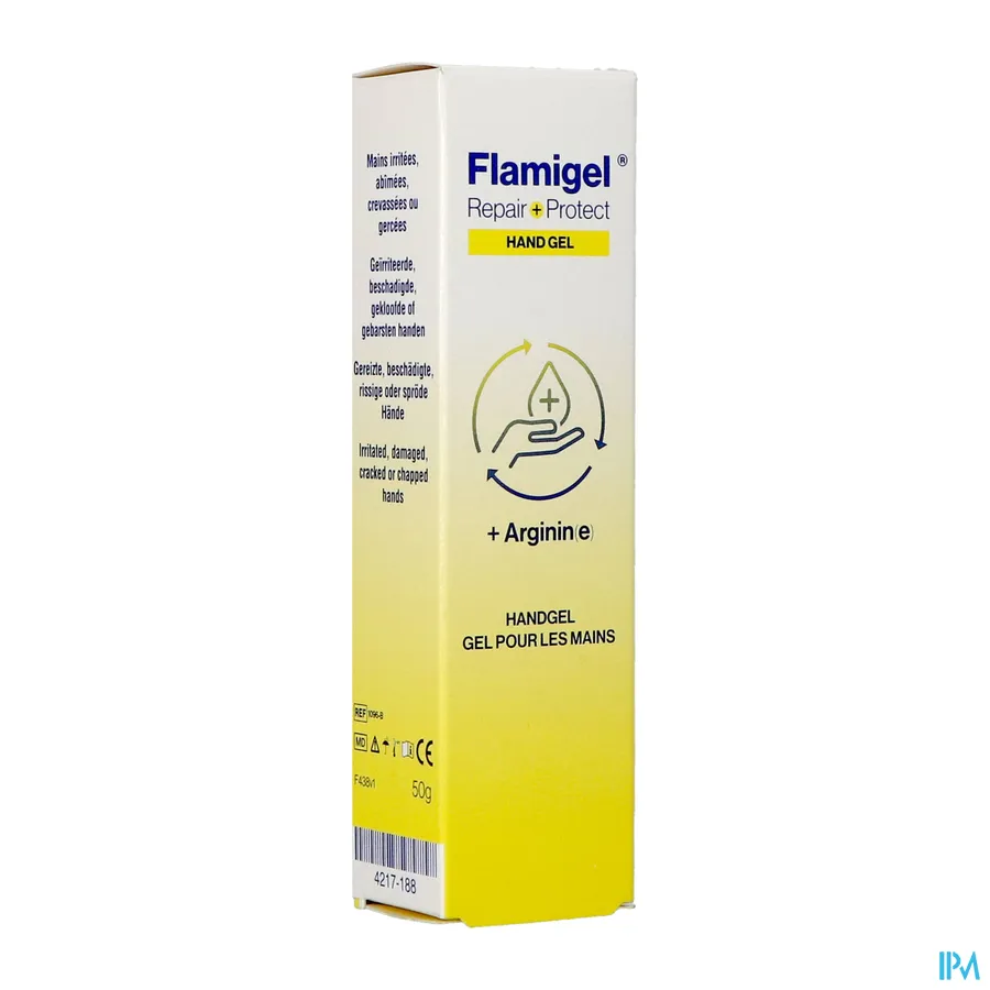 packshot van Flamigel Repair en Protect Hand Gel met Arginine Tube 50 g