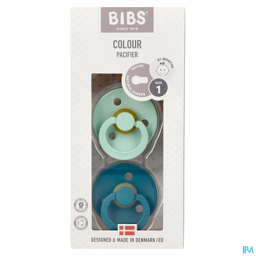 packshot van Bibs 1 Fopspeen Duo Mint/forest Lake 2