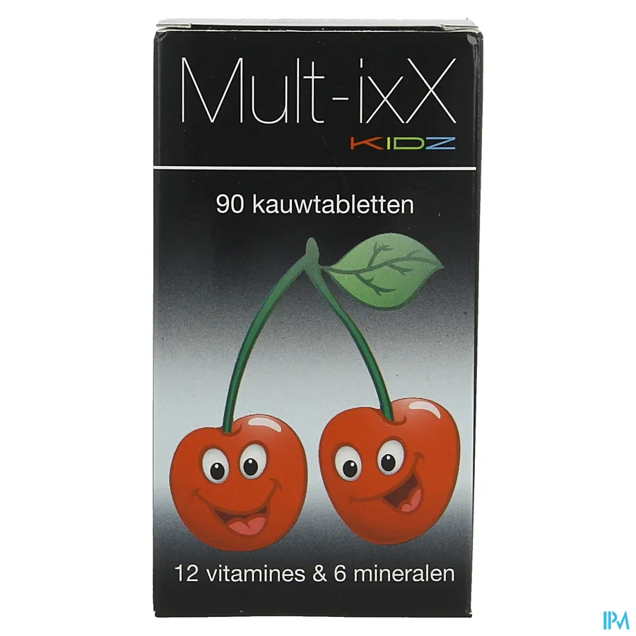 packshot van Mult-ixX Kidz met 12 Vitamines en 6 Mineralen 90 Kauwtabletten