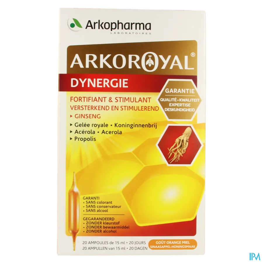 packshot van Arkopharma Arkoroyal Dynergie 20 ampullen
