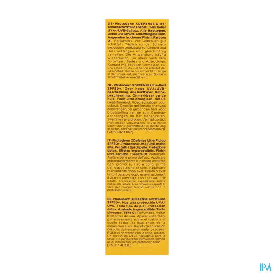 packshot van Bioderma Photoderm XDefense Ultra-Fluid SPF 50+ 40 ml Shade 01