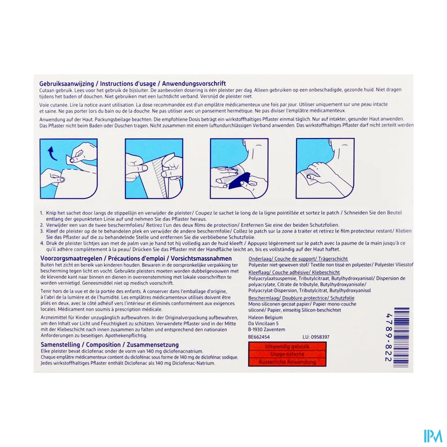 packshot van Voltaren Patch 140mg Once Daily Pleister 10