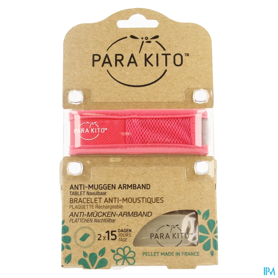packshot van ParaKito Anti-Muggen Armband Fuchsia met 2 Navultabletten