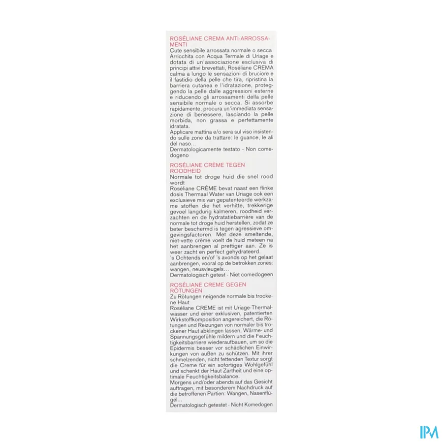 packshot van Uriage Roséliane Crème tegen Roodheid voor Normale tot Droge Huid 40 ml
