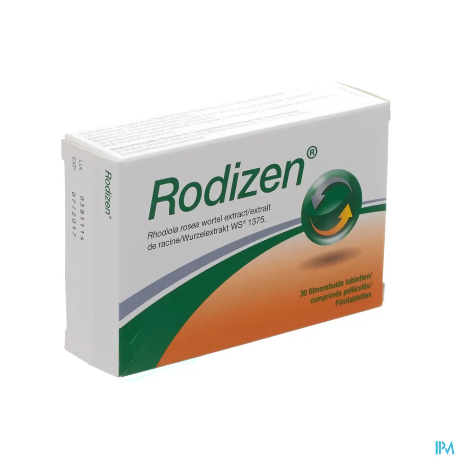 packshot van Rodizen met Rhodiola rosea Wortelextract 30 Tabletten