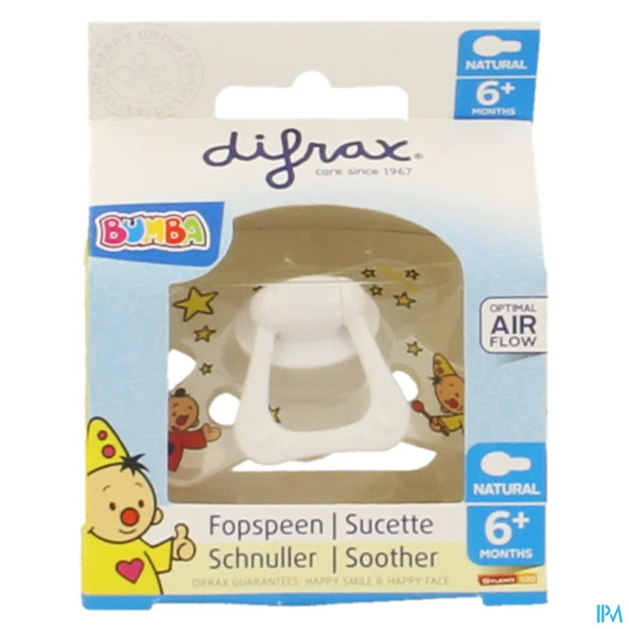 packshot van Difrax Fopspeen Natural 6m+ Bumba