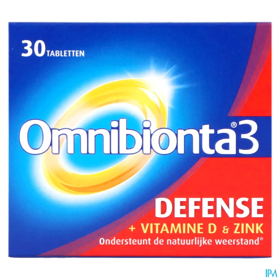 packshot van Omnibionta 3 Defense met Vitamine D en Zink voor Ondersteuning van de Natuurlijke Weerstand 30 Tabletten