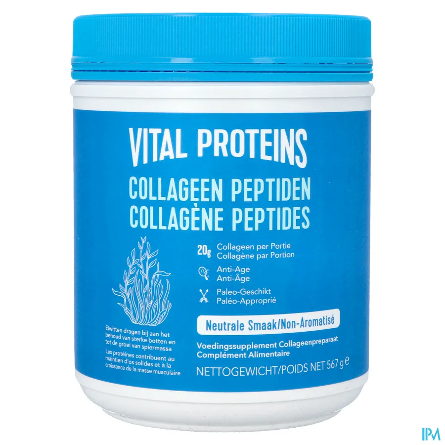 packshot van Vital Proteins 'Collageen Peptiden' met Neutrale Smaak Pot 567 g