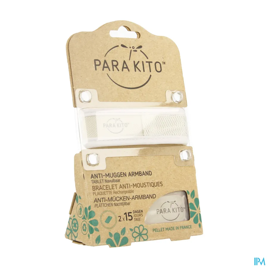 packshot van ParaKito Anti-Muggen Armband Wit met 2 Navultabletten